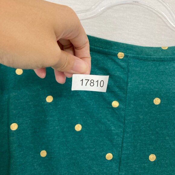 New Lane Bryant Green Polka Dot Round Neck Long Sleeve Top size 18/20 Stretch - Picture 7 of 8